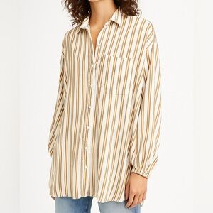 Abercrombie & Fitch Striped Button Down Shirt Oversized Casual Top Size XS